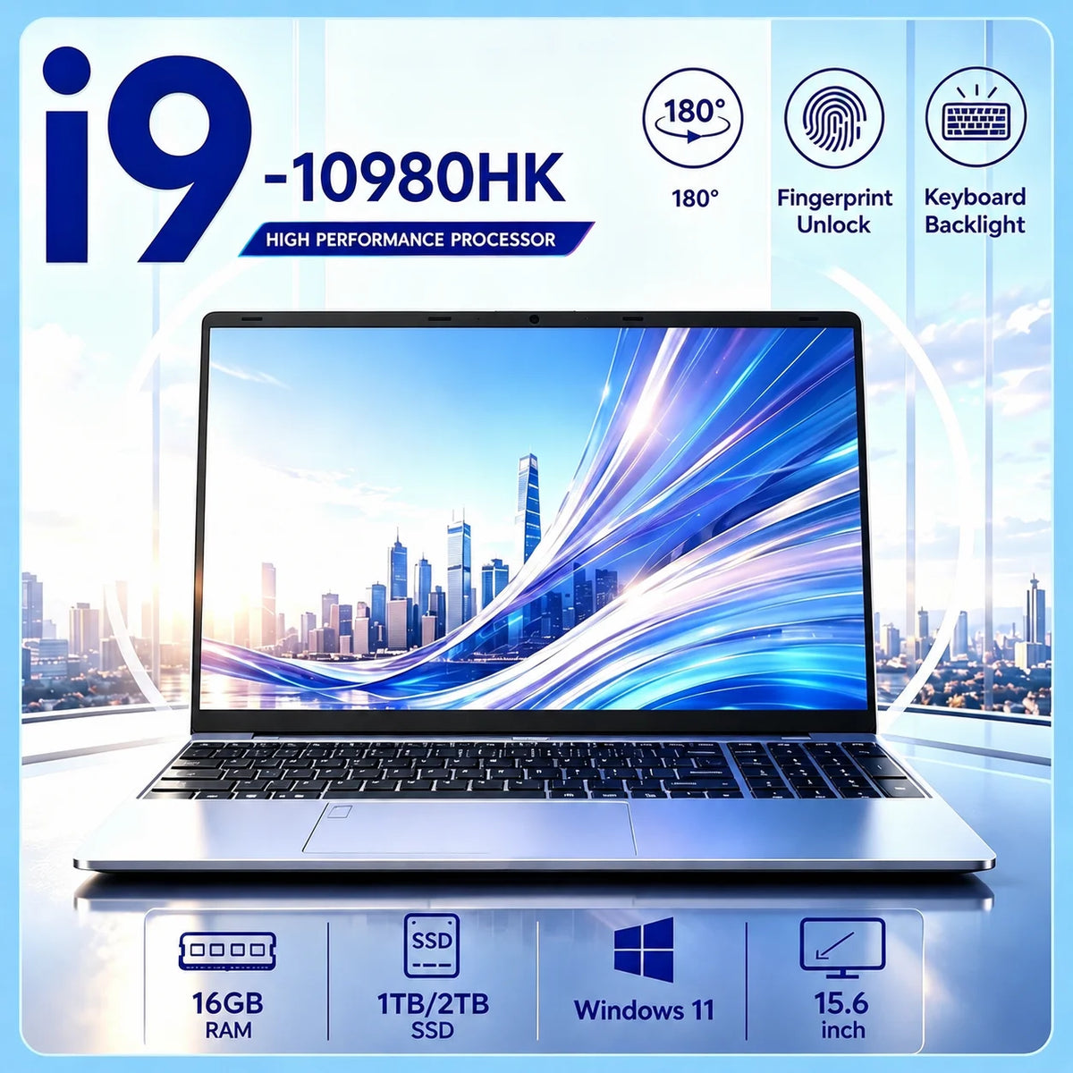 Notebook 15,6 pollici Windows 11 Pro con Intel i9 e SSD