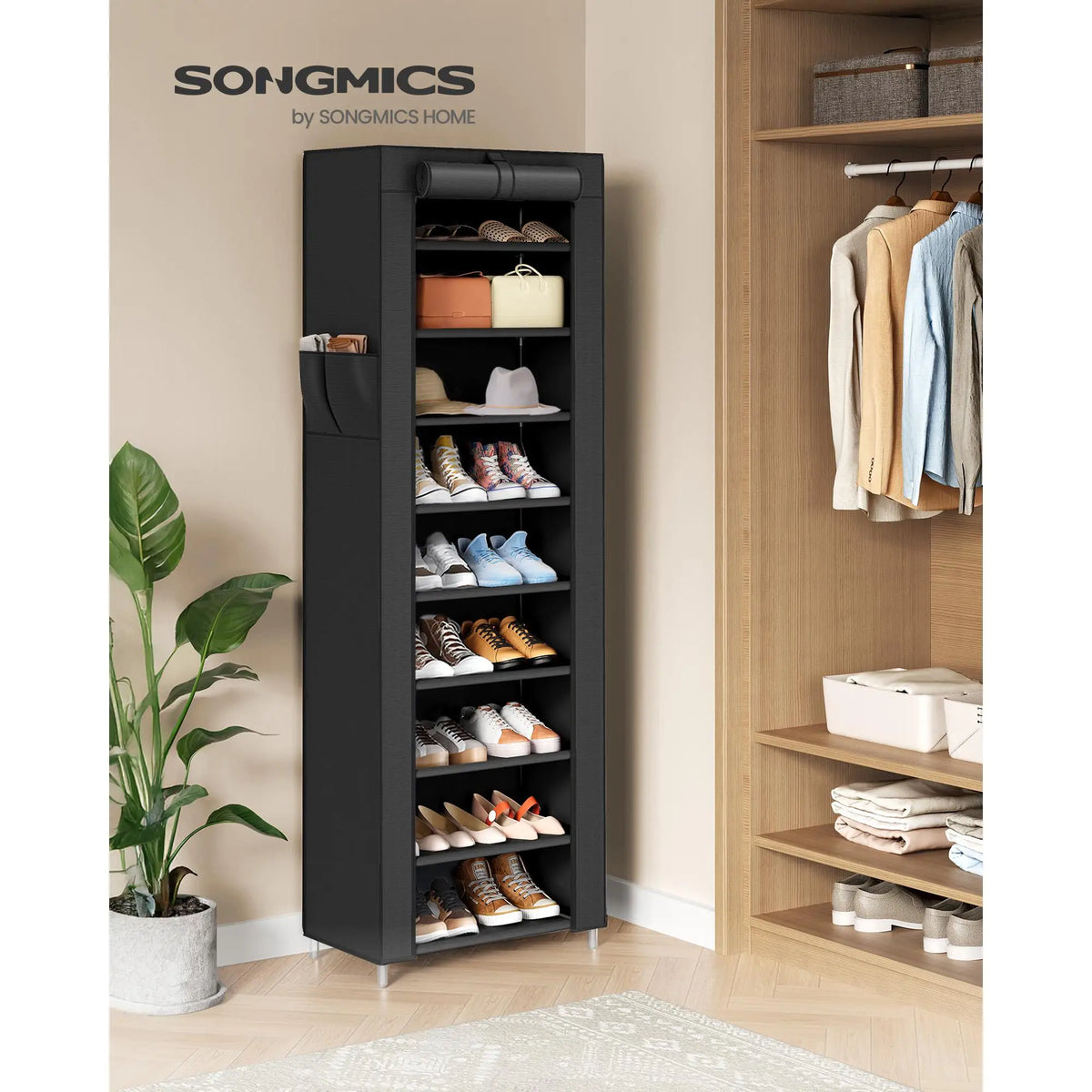 Scarpiera Verticale SONGMICS a 10 Ripiani con Copertura