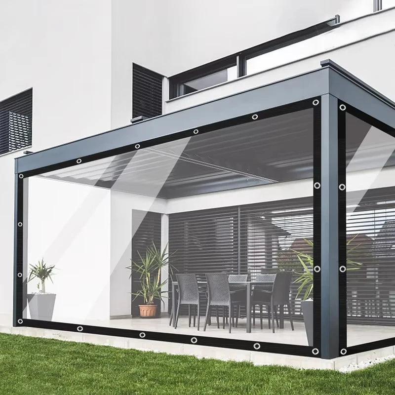 Telo in PET 0,12 mm trasparente con occhielli anti-pioggia