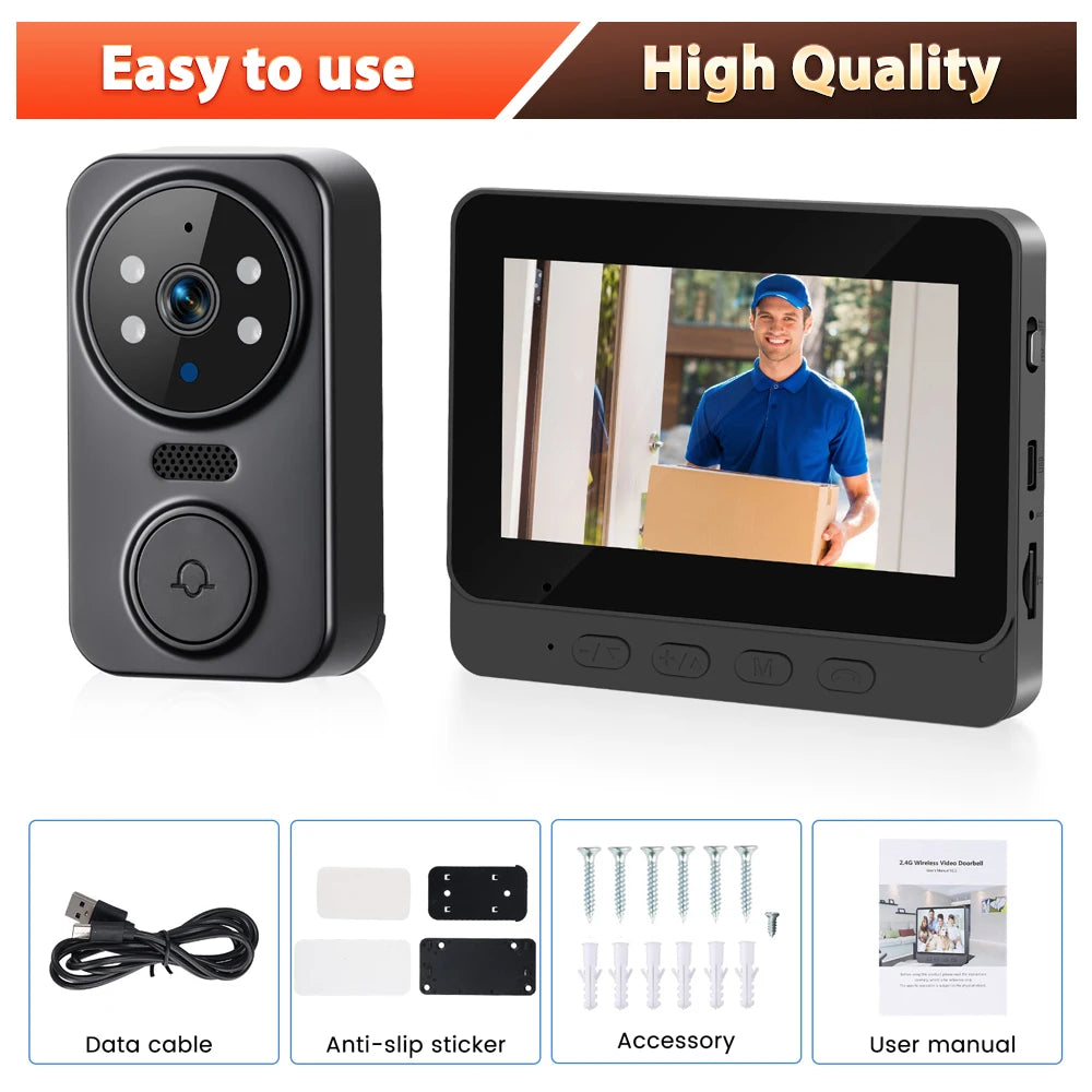 Videocitofono wireless 4,3'' IPS con visione notturna