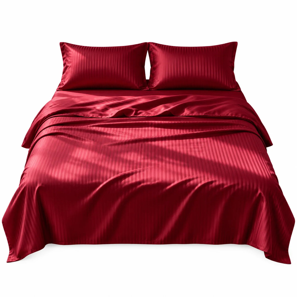 Set lenzuolo e federa in cotone puro, righe rosse