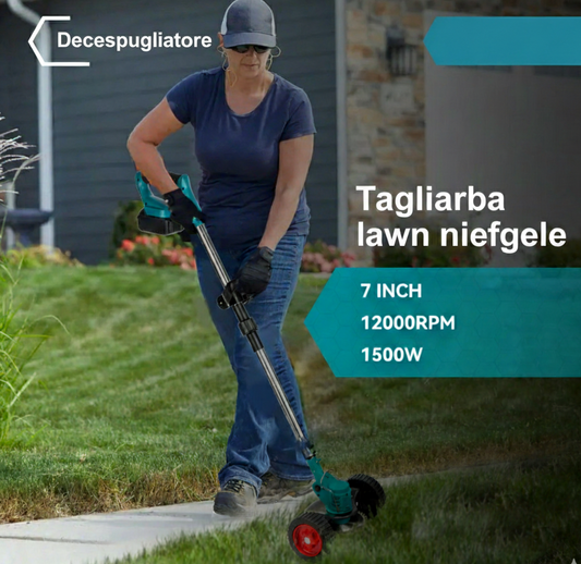Tagliarba Elettrico 1500W – Prato sempre curato con meno fatica e massima libertà di movimento