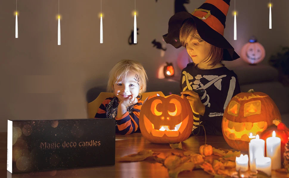 Candele LED galleggianti 12pz | Effetto tremolante con bacchetta
