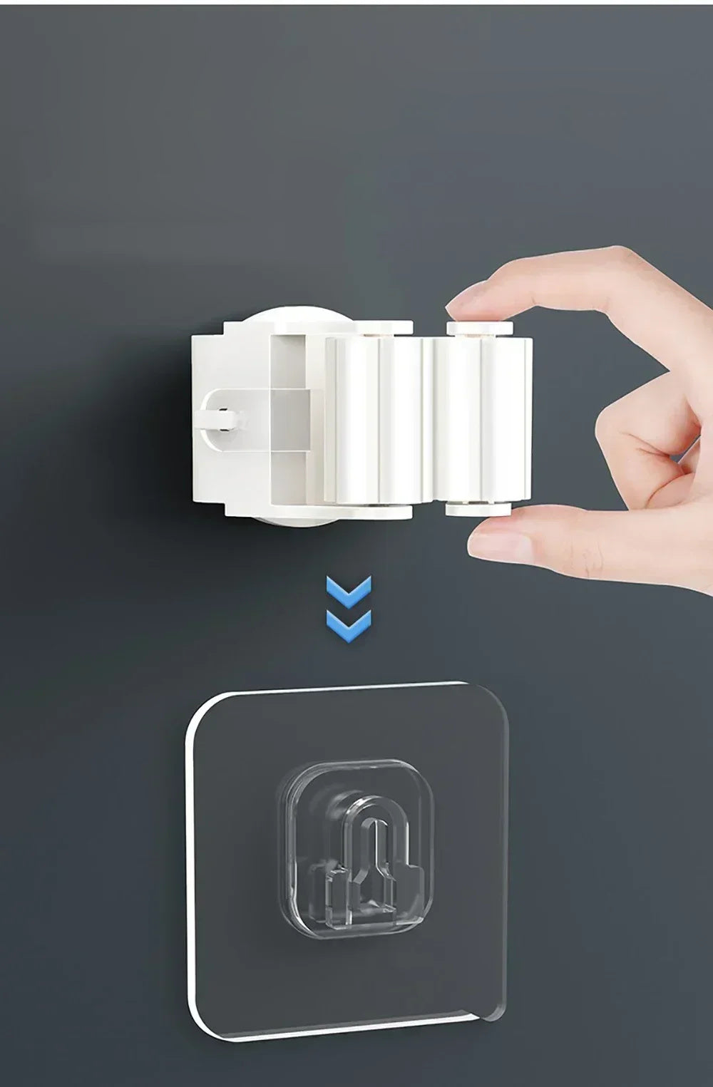 Porta scope da parete con fissaggio adesivo impermeabile