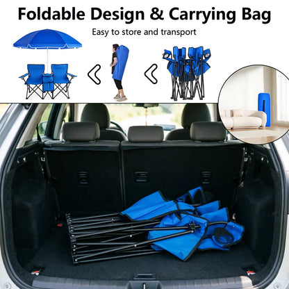 Sedia pieghevole doppia 270kg con parasole