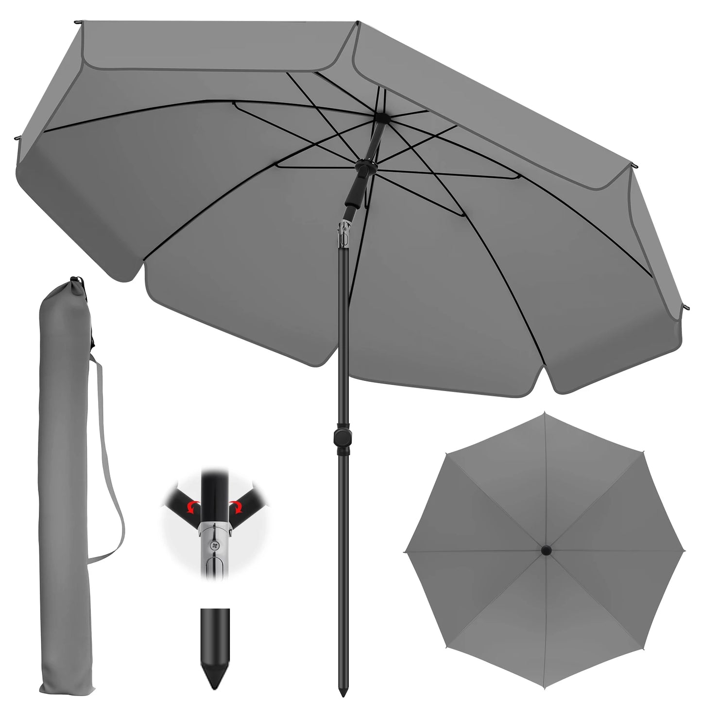 Ombrellone 220 cm con protezione UV e doppio strato