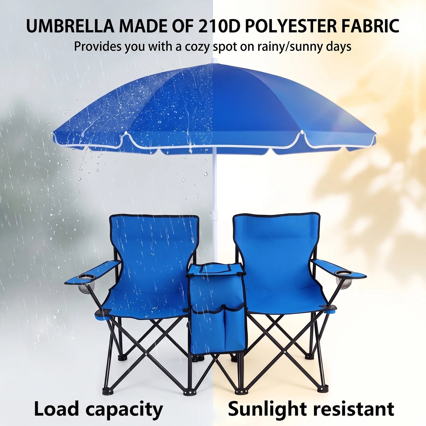 Sedia pieghevole doppia 270kg con parasole