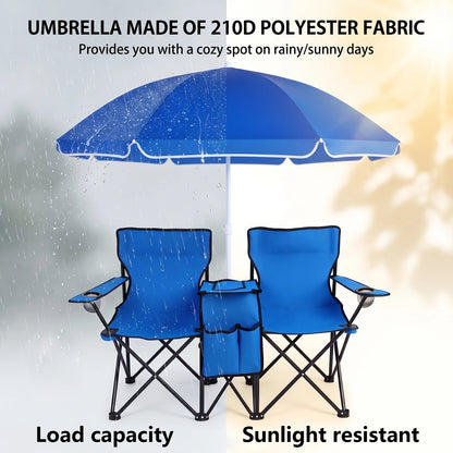 Sedia pieghevole doppia 270kg con parasole
