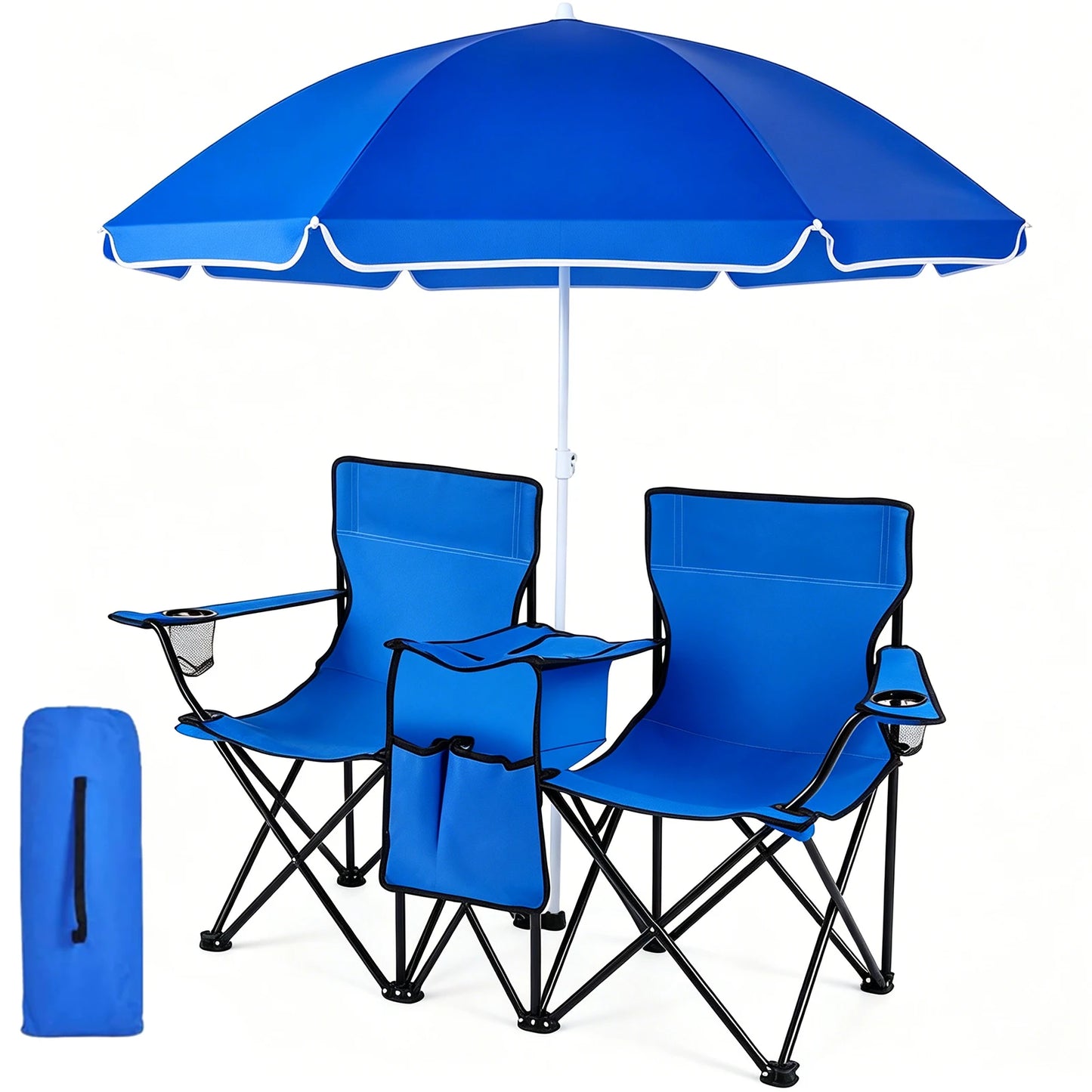 Sedia pieghevole doppia 270kg con parasole