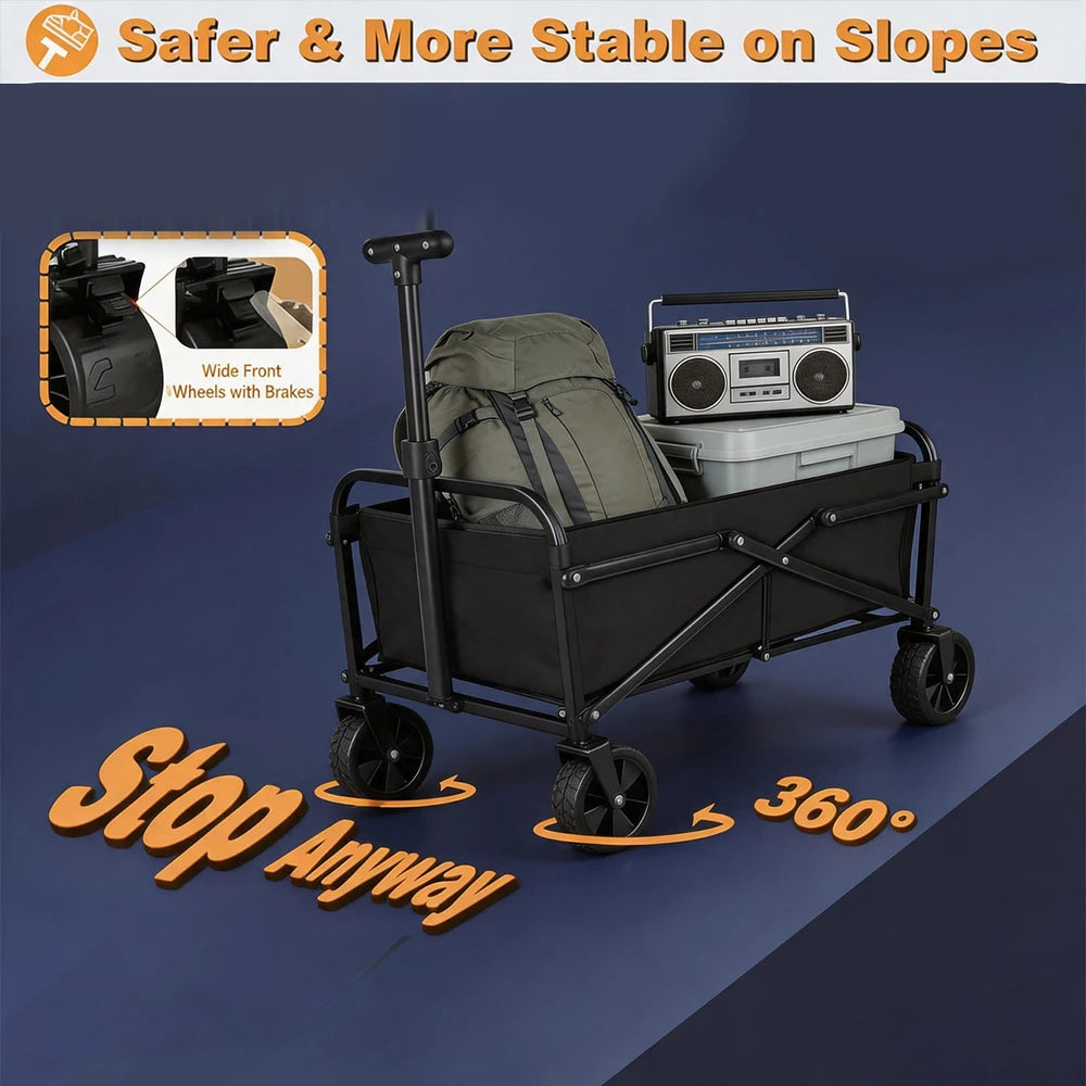 Carrello pieghevole da campeggio – 75 kg di capacità e 50L portatile per spiaggia e outdoor