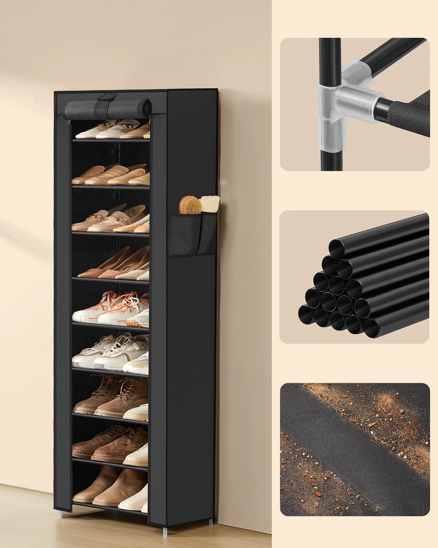 SONGMICS Scarpiera verticale 10 ripiani con copertura