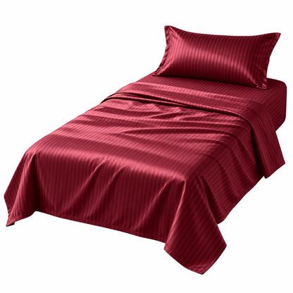 Set lenzuolo e federa in cotone puro, righe rosse
