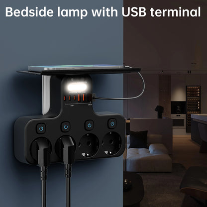 Multipresa EU 4000W con USB‑C e luce notturna intelligente – organizza alimentazione in casa e ufficio