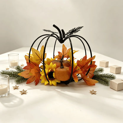 Zucca decorativa in ferro nero — stile moderno autunnale
