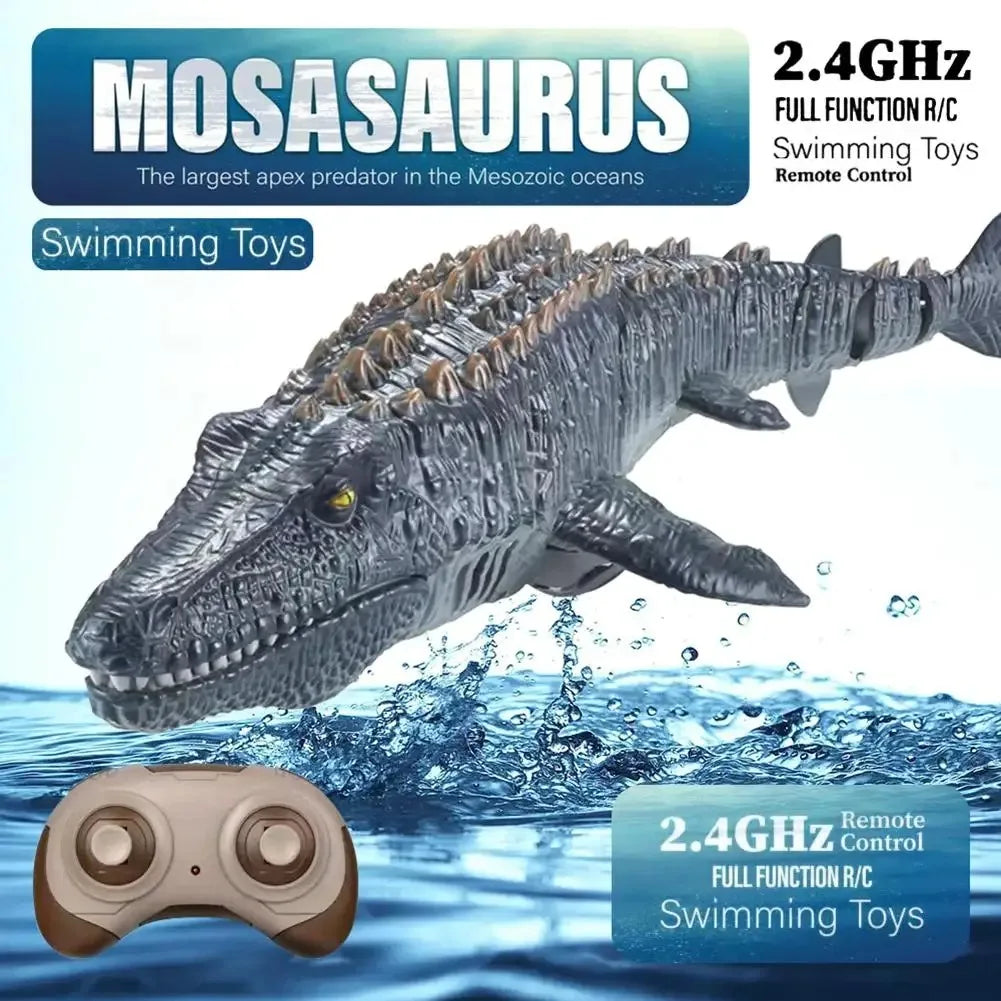 Mosasauro RC galleggiante con spruzzo d'acqua e luci