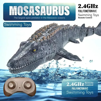 Mosasauro RC galleggiante con spruzzo d'acqua e luci