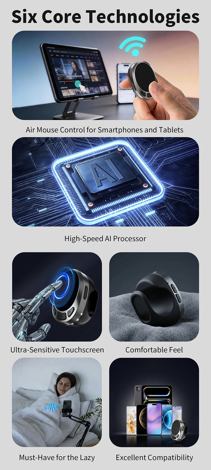 Telecomando Bluetooth con anello scroll compatto e portatile TPKI