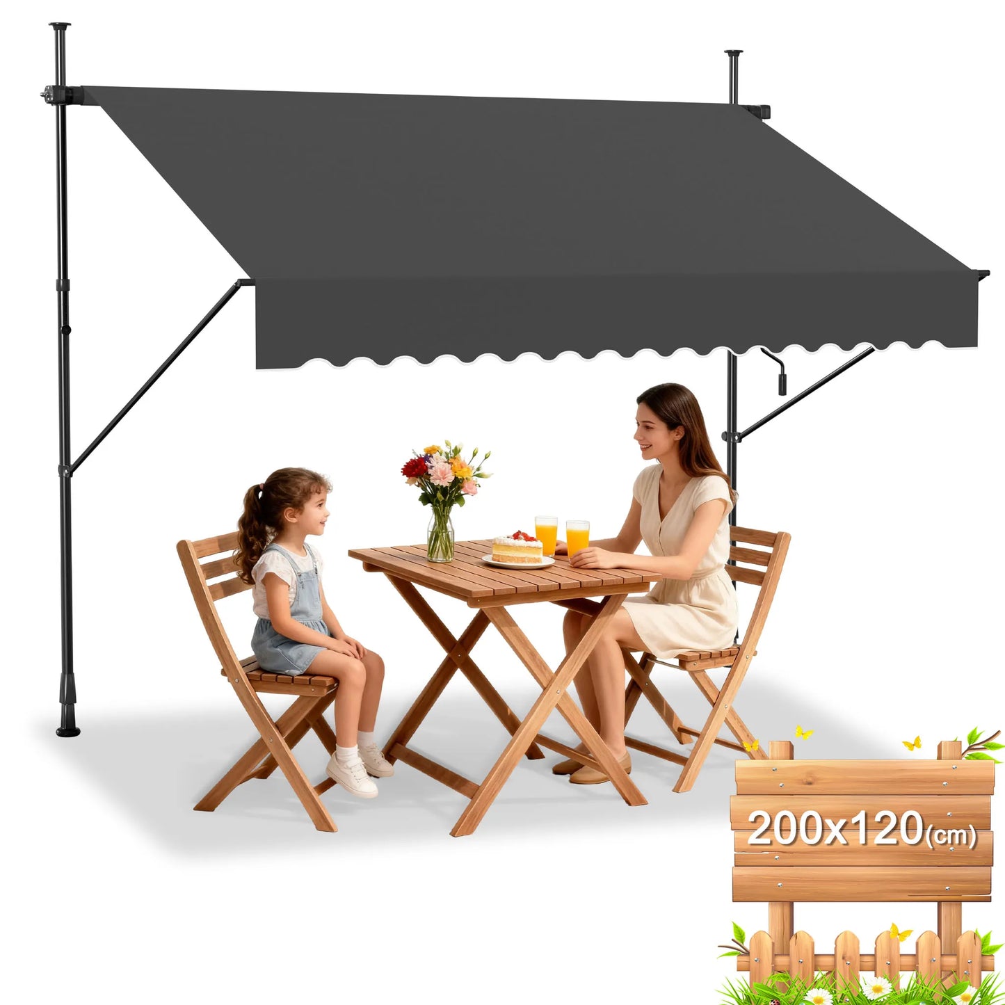 Tenda da Sole Retrattile Senza Fori – Ombra Perfetta per Balcone e Terrazza