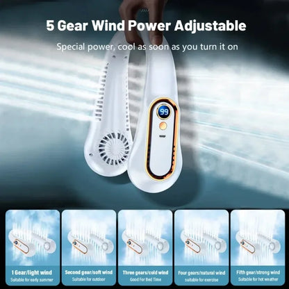 Ventilatore da collo bladeless mini – rinfrescante e portatile per studio, sport e ufficio