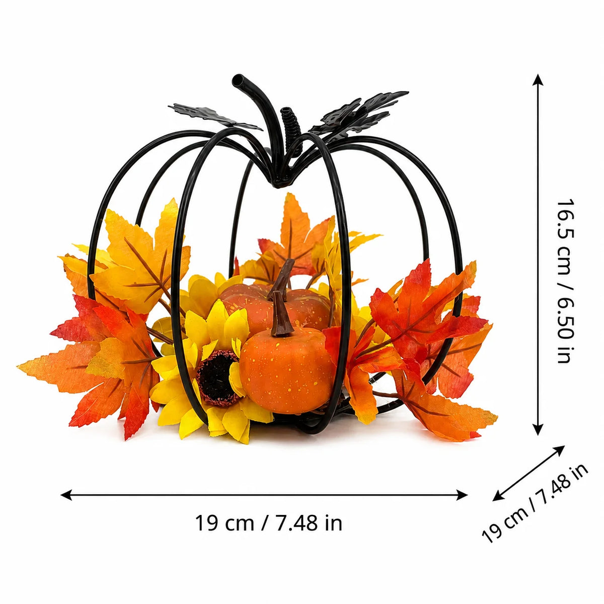 Zucca decorativa in ferro nero — stile moderno autunnale