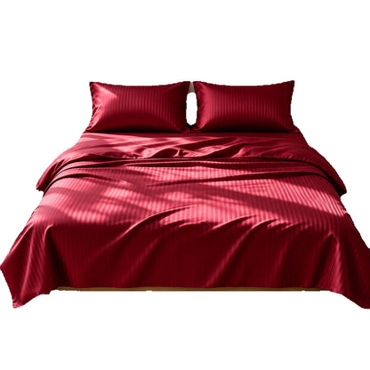 Set lenzuolo e federa in cotone puro, righe rosse