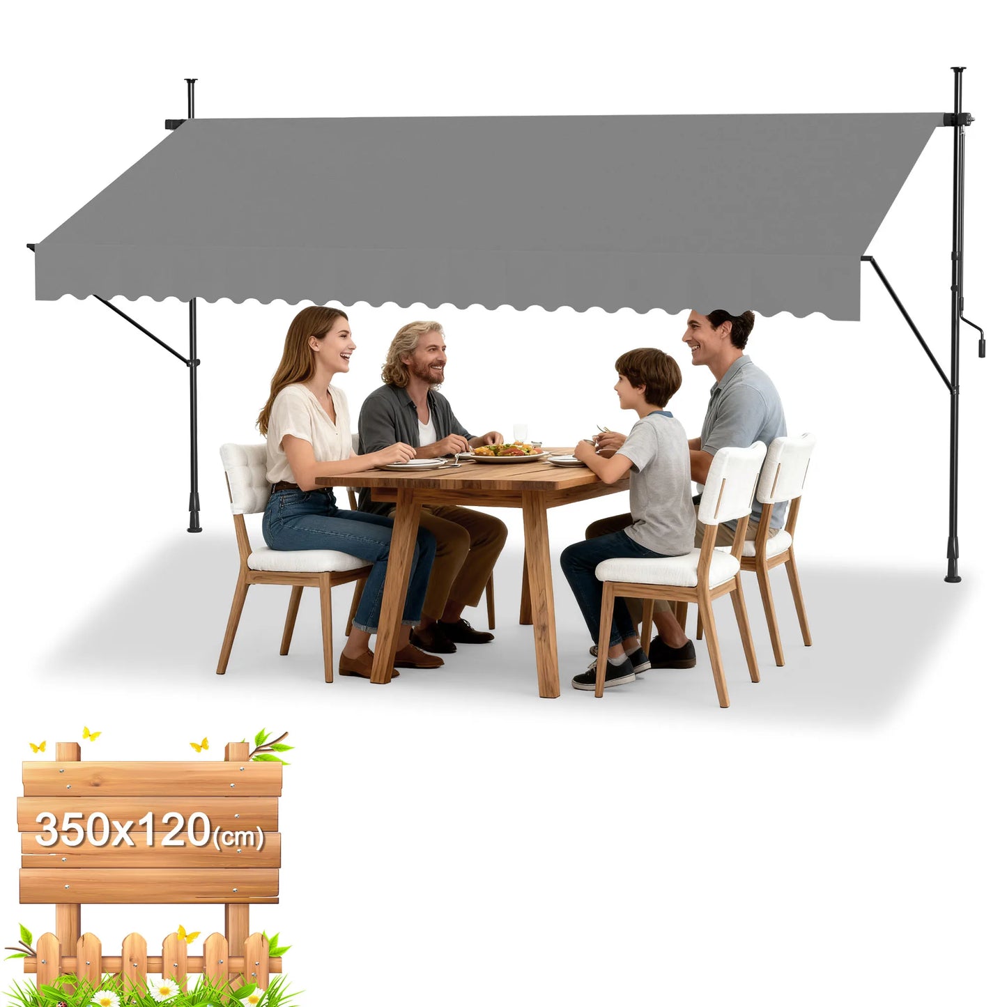 Tenda da Sole Retrattile Senza Fori – Ombra Perfetta per Balcone e Terrazza
