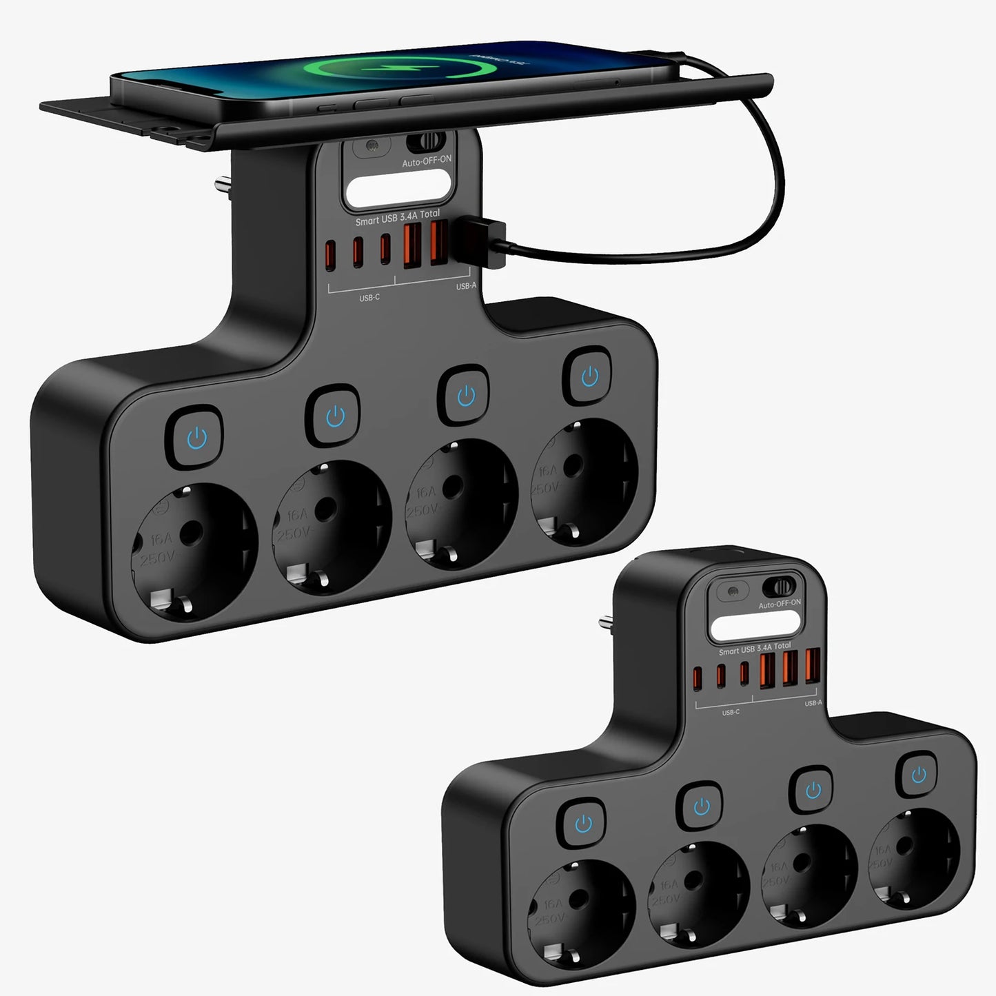 Multipresa EU 4000W con USB‑C e luce notturna intelligente – organizza alimentazione in casa e ufficio