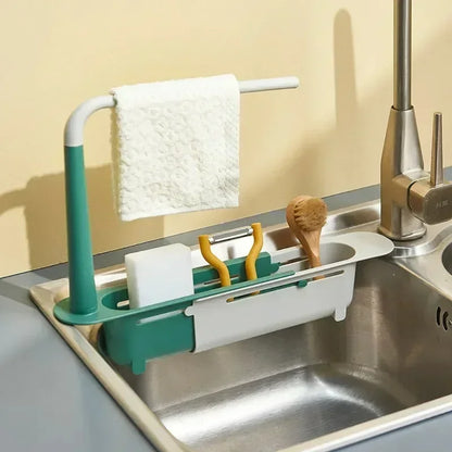 Scolapiatti per lavabo telescopico - porta spugna