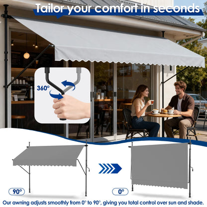 Tenda da Sole Retrattile Senza Fori – Ombra Perfetta per Balcone e Terrazza
