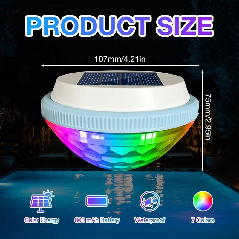 Luce Solare Galleggiante RGB per Piscina – Crea ogni sera un’atmosfera magica e colorata direttamente sull’acqua