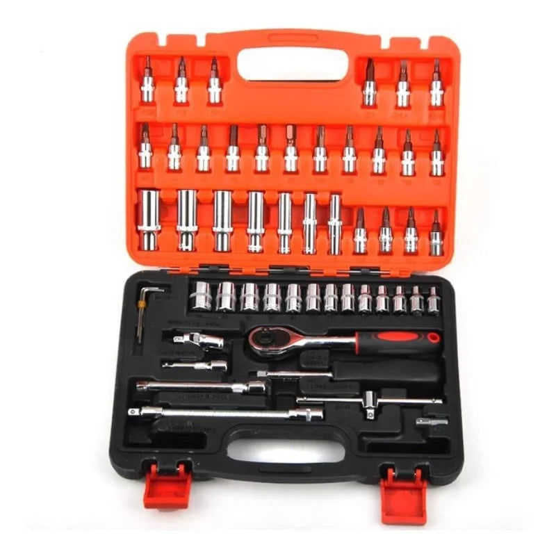 Set chiavi a bussola 53 pezzi con cricchetto reversibile 1/4"