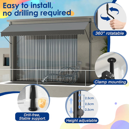 Tenda da Sole Retrattile Senza Fori – Ombra Perfetta per Balcone e Terrazza