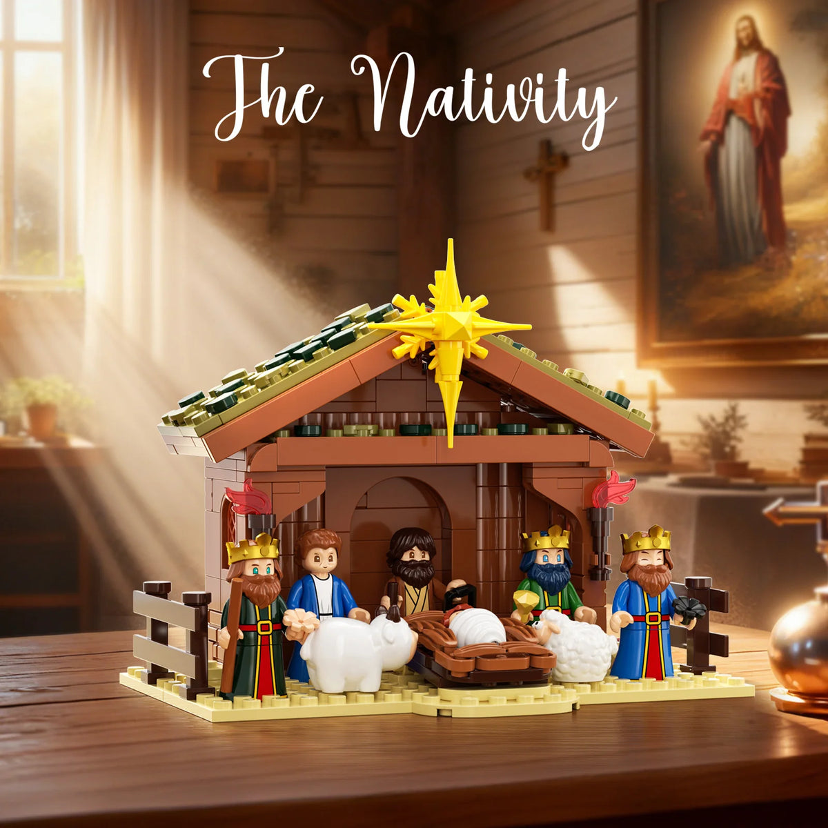Presepe in mattoncini 281pz con personaggi e stalla