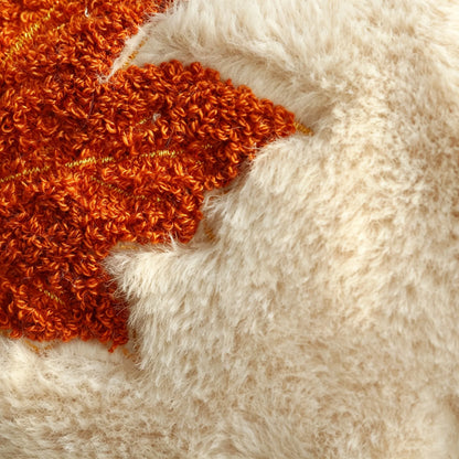 Copricuscino in peluche beige con zucca ricamata