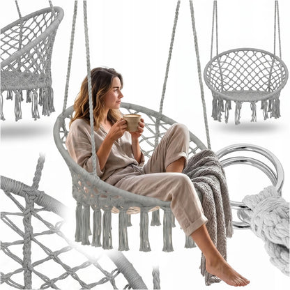 Poltrona sospesa intrecciata Boho a nido