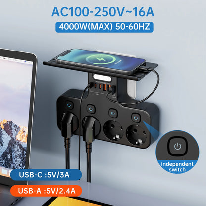 Multipresa EU 4000W con USB‑C e luce notturna intelligente – organizza alimentazione in casa e ufficio