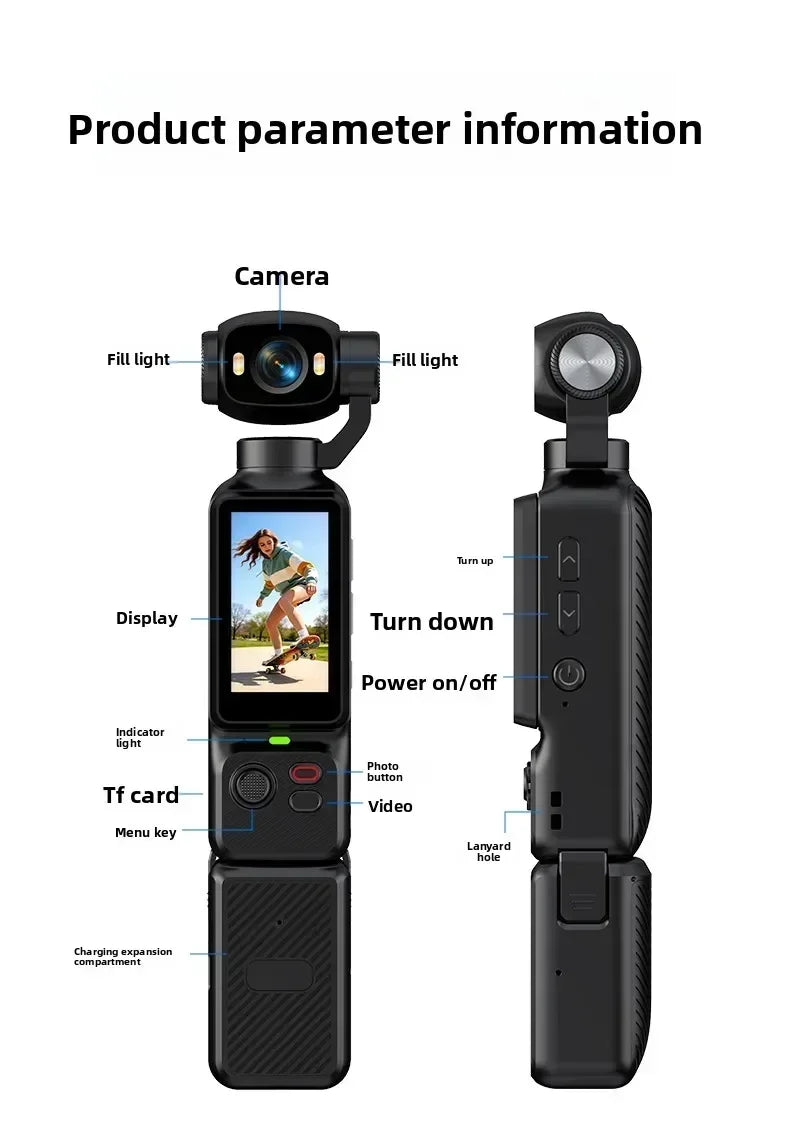 Action Camera 4K con gimbal e obiettivo 180°