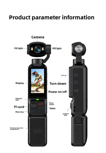 Action Camera 4K con gimbal e obiettivo 180°