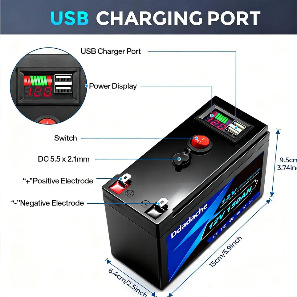 Batteria al Litio LiFePO4 12V 150Ah – Energia affidabile e lunga autonomia per ogni utilizzo outdoor e off-grid
