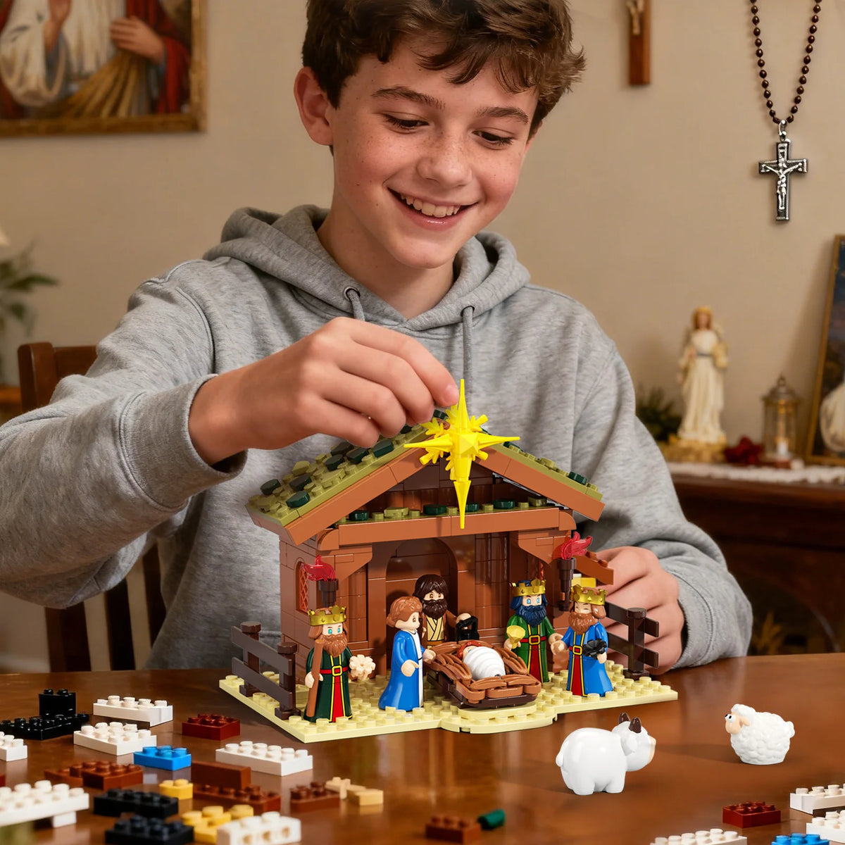 Presepe in mattoncini 281pz con personaggi e stalla