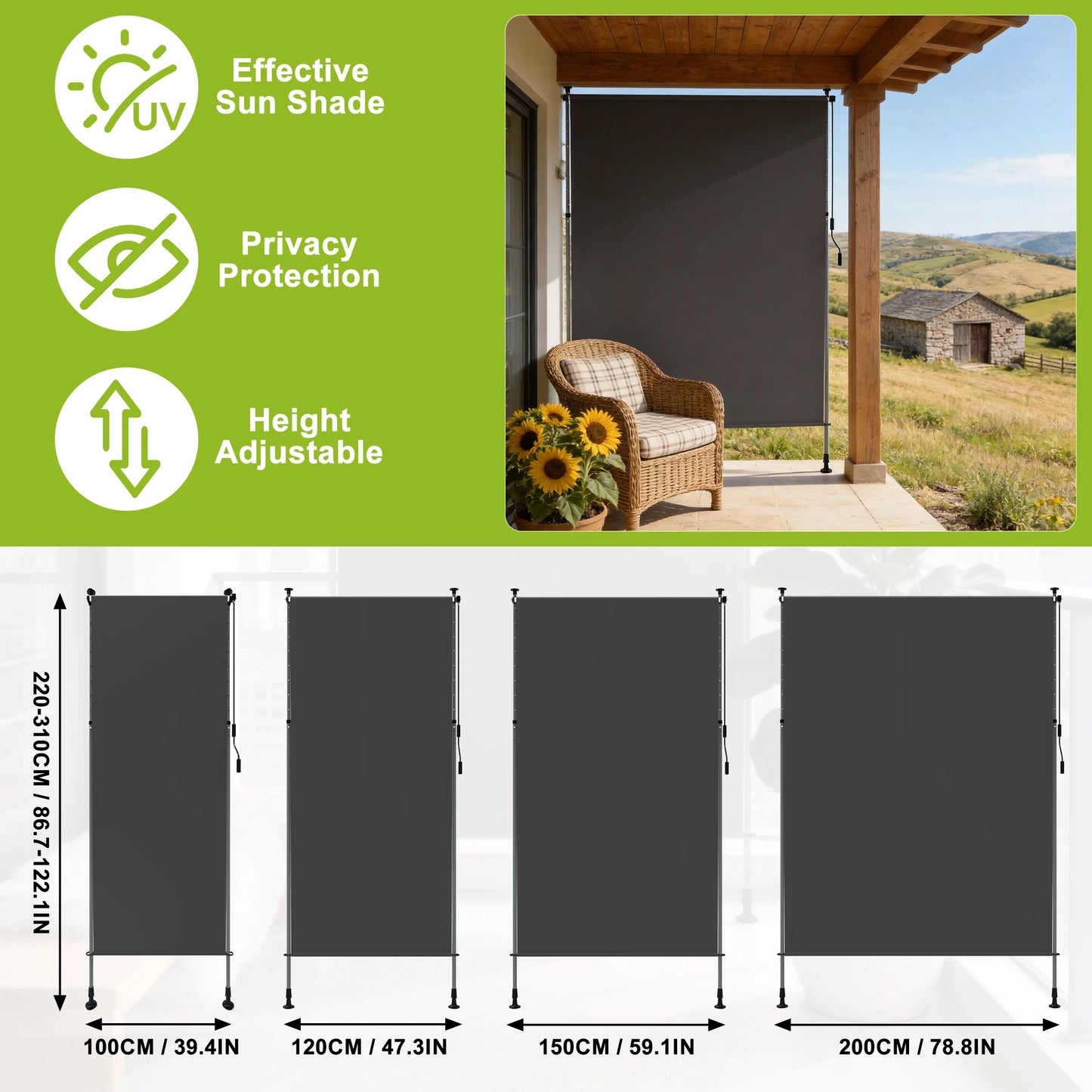 Tenda verticale da balcone – protezione solare regolabile