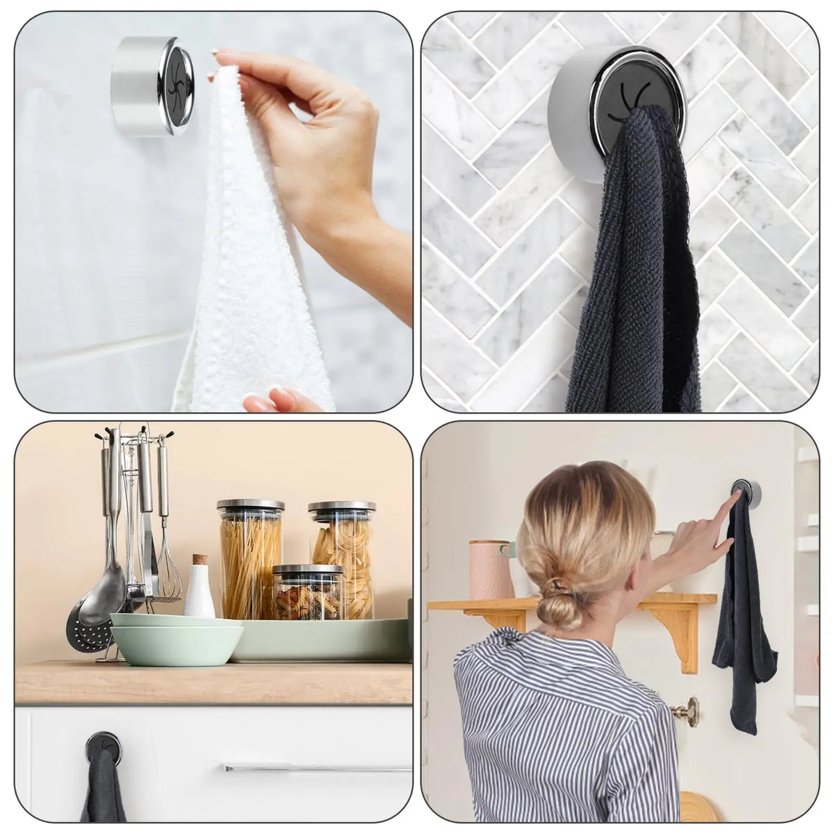 Clip porta-strofinacci senza forare - Set 3 pezzi