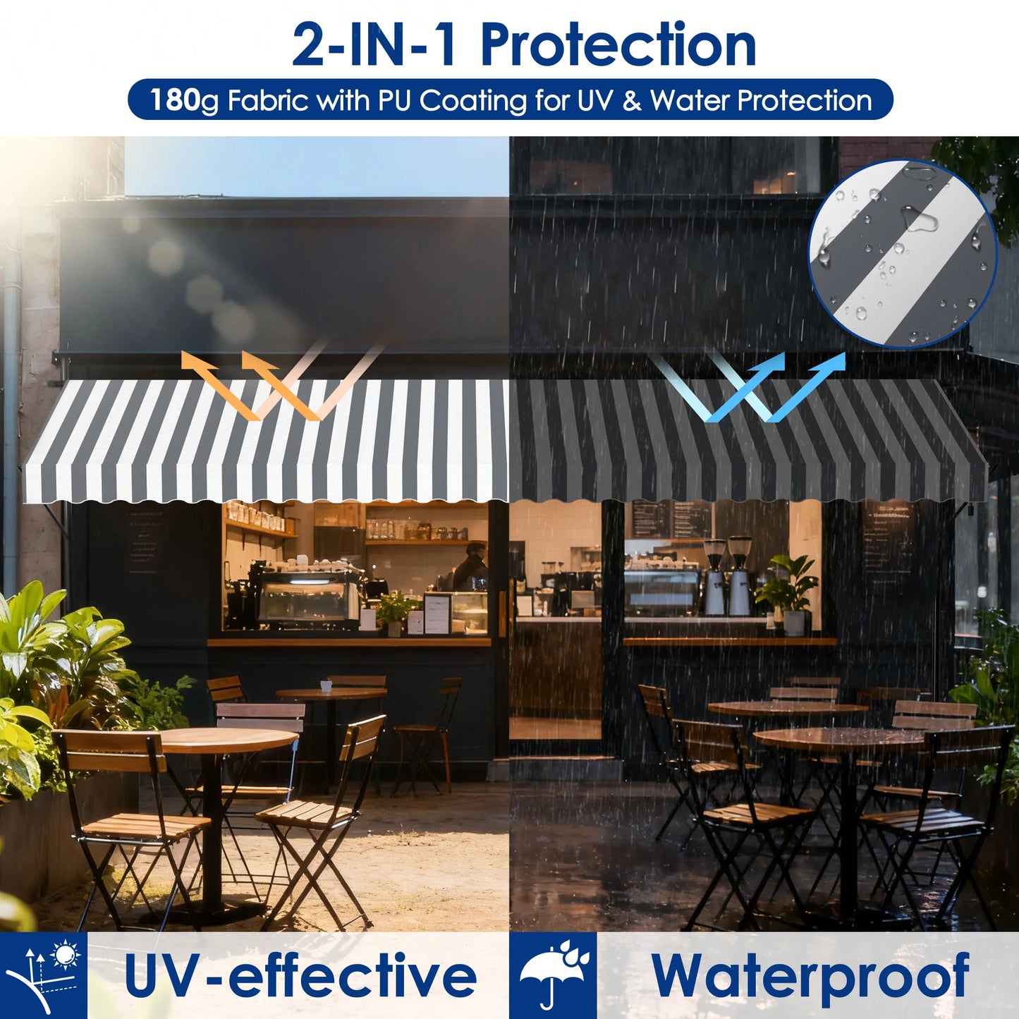 Tenda da Sole Retrattile Senza Fori – Ombra Perfetta per Balcone e Terrazza