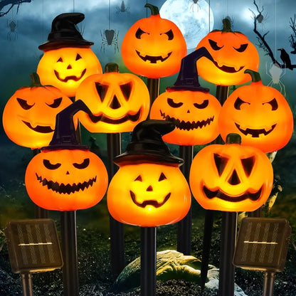 Luci solari Halloween a zucca 5 pezzi con cappello