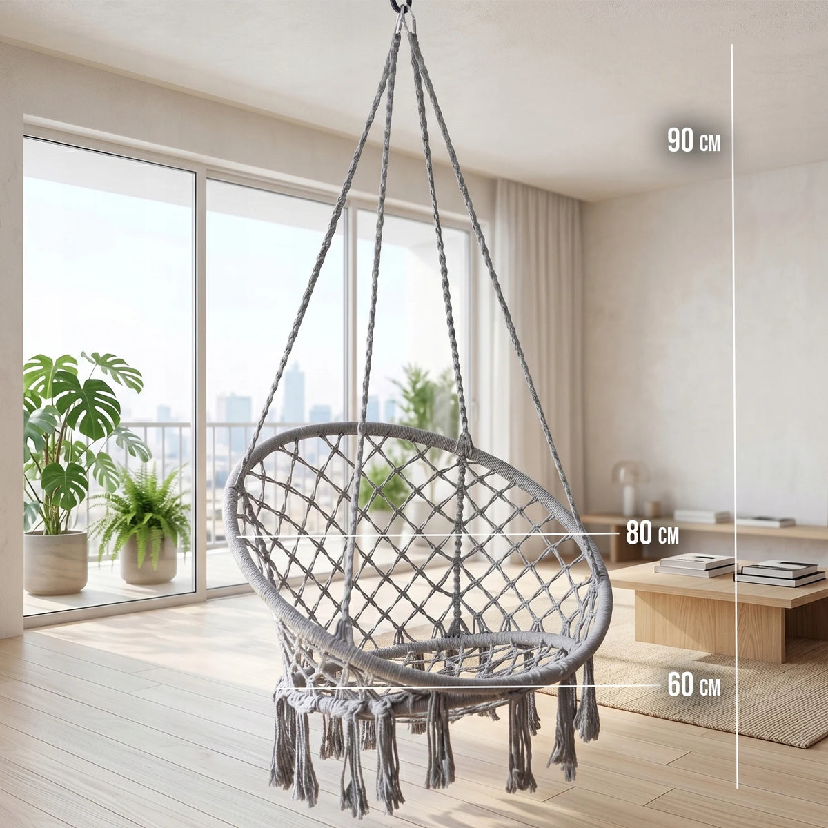 Poltrona sospesa intrecciata Boho a nido