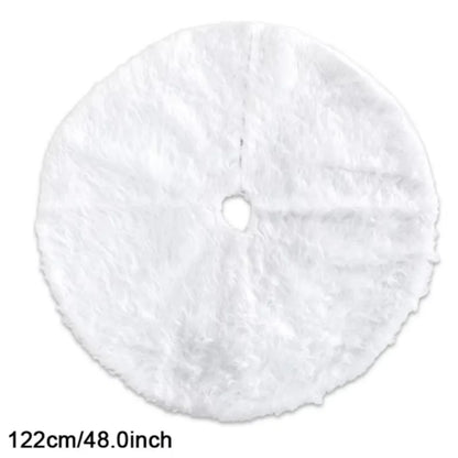 Gonna per albero di Natale in peluche bianco soffice