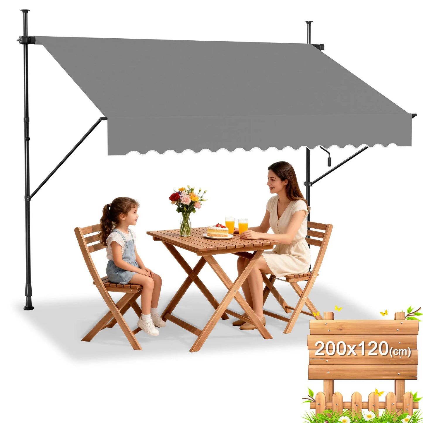 Tenda da Sole Retrattile Senza Fori – Ombra Perfetta per Balcone e Terrazza