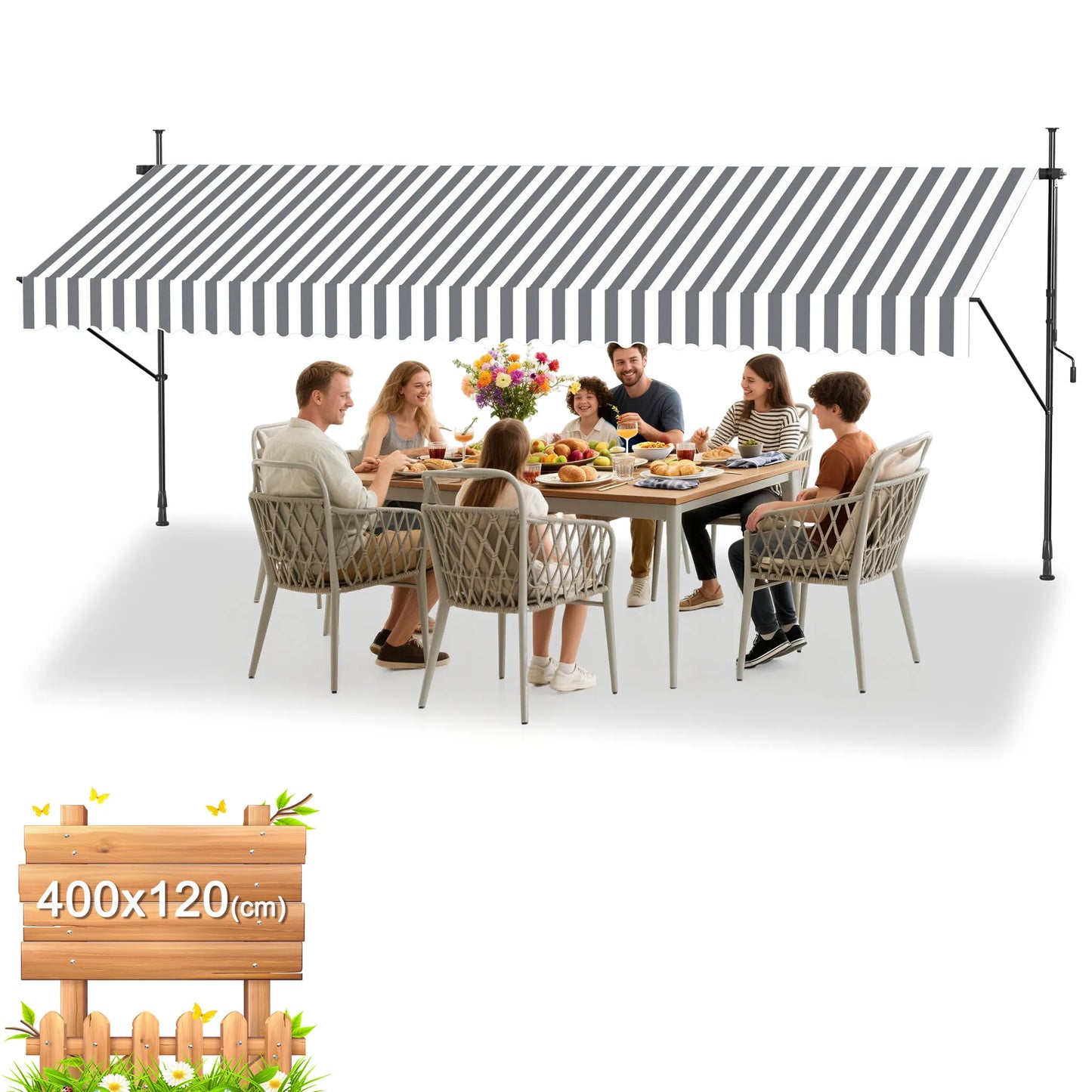Tenda da Sole Retrattile Senza Fori – Ombra Perfetta per Balcone e Terrazza