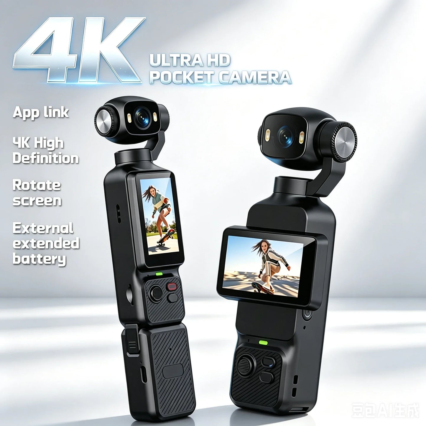 Action Camera 4K con gimbal e obiettivo 180°