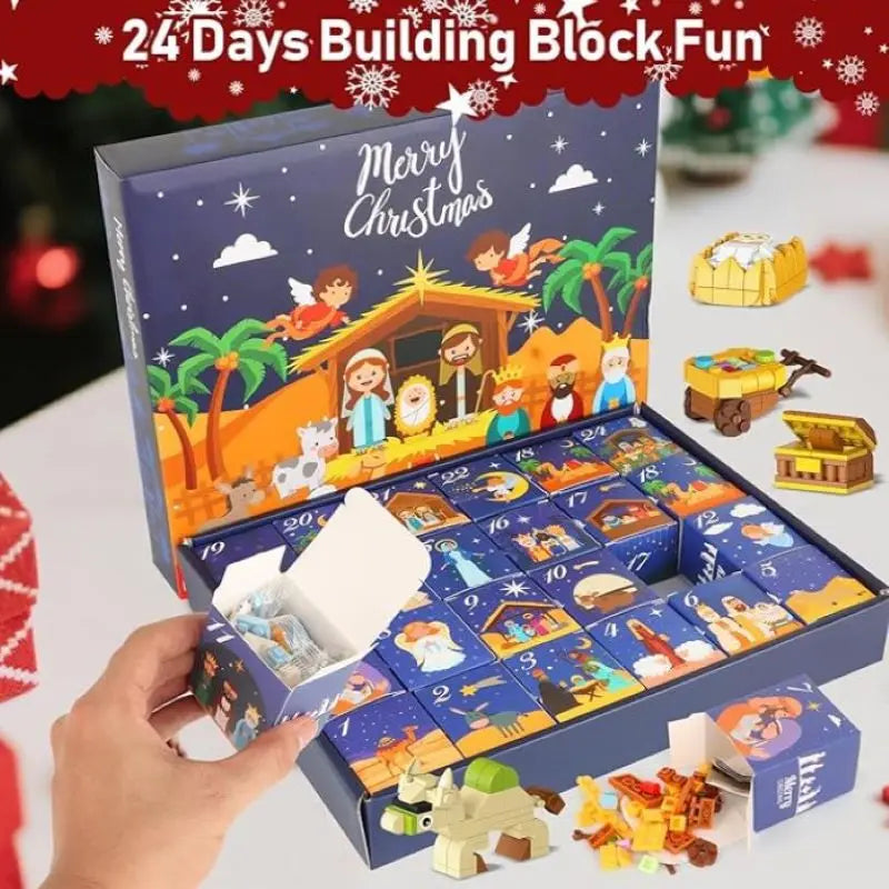 Calendario dell'Avvento DIY con Natività in mattoncini 24 giorni